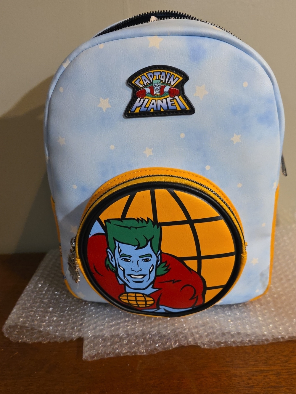 Bioworld Captain Planet Blue and Yellow Kids Mini Backpack
